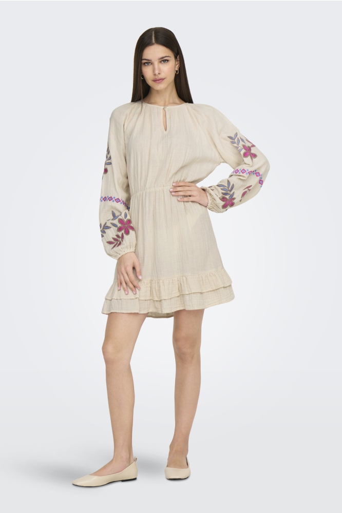 ONLBLAKE LIFE LS EMB DRESS WVN 15349357 PUMICE STONE